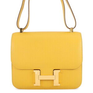 Hermes Constance 3 24 Jaune Ambre Shoulder Bag with Epsom C Stamp. Constance....